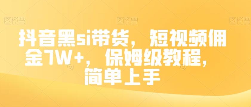 抖音黑si带货，短视频佣金7W+，保姆级教程，简单上手【揭秘】-豪讯资源网