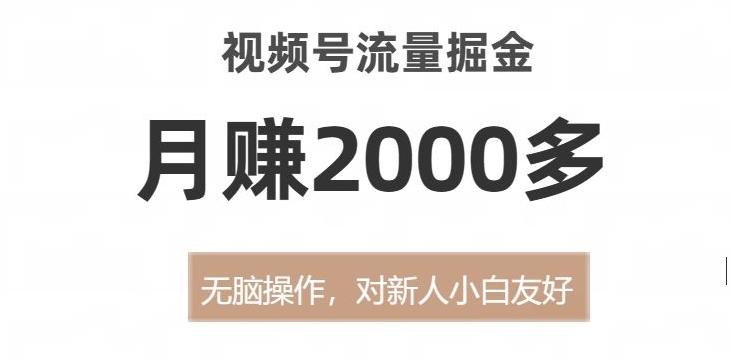 视频号流量掘金，无脑操作，对新人小白友好，月赚2000多【揭秘】-豪讯资源网