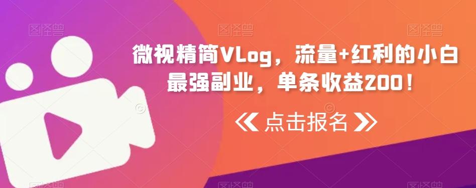 微视精简Vlog，流量+红利的小白最强副业，单条收益200！-豪讯资源网