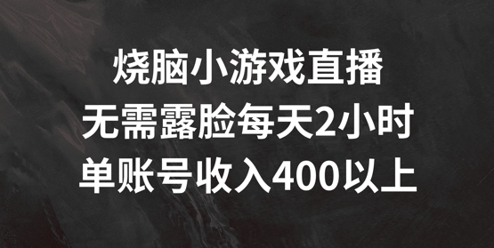 烧脑小游戏直播，无需露脸每天2小时，单账号日入400+【揭秘】-豪讯资源网