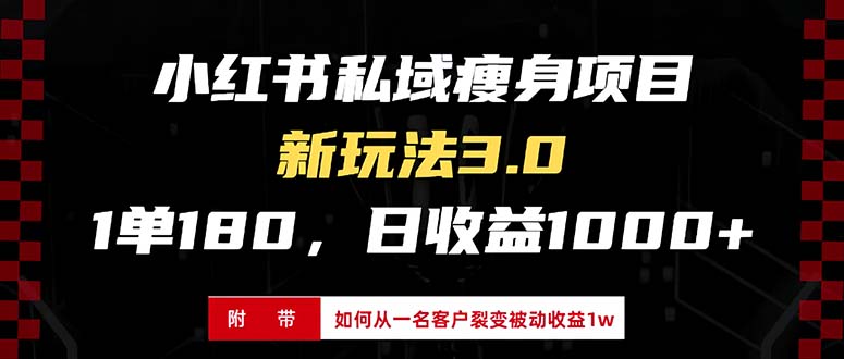 小红书瘦身项目3.0模式，新手小白日赚收益1000+(附从一名客户裂变收益...-豪讯资源网