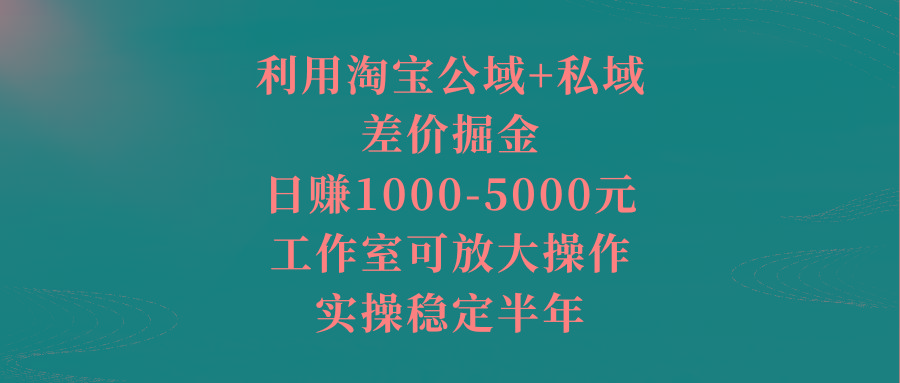 利用淘宝公域+私域差价掘金，日赚1000-5000元，工作室可放大操作，实操...-豪讯资源网