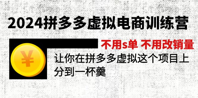 2024拼多多虚拟电商训练营 不s单 不改销量  做虚拟项目分一杯羹(更新10节-豪讯资源网