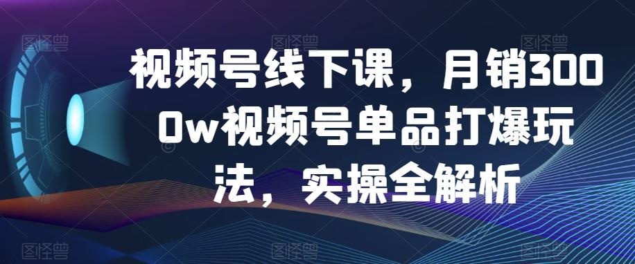 视频号线下课，月销3000w视频号单品打爆玩法，实操全解析-豪讯资源网