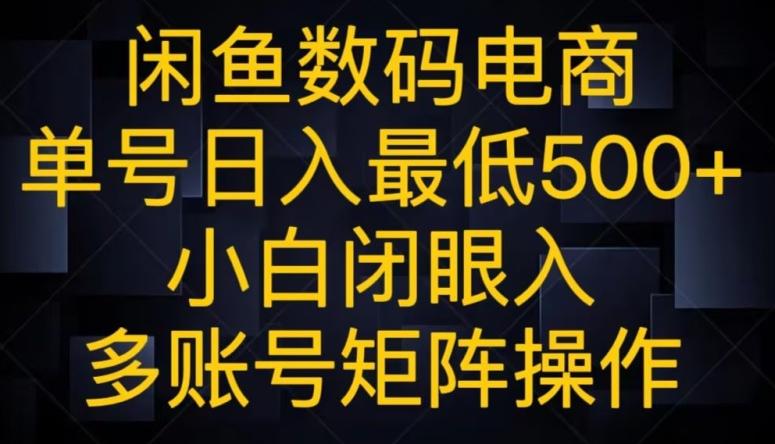 闲鱼数码电商，单号日入最低500+，小白闭眼入，多账号矩阵操作-豪讯资源网