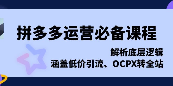拼多多运营必备课程，解析底层逻辑，涵盖低价引流、OCPX转全站-豪讯资源网