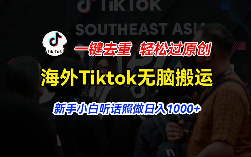 海外Tiktok短视频无脑搬运，一键去重轻松过原创，新手小白听话照做日入...-豪讯资源网