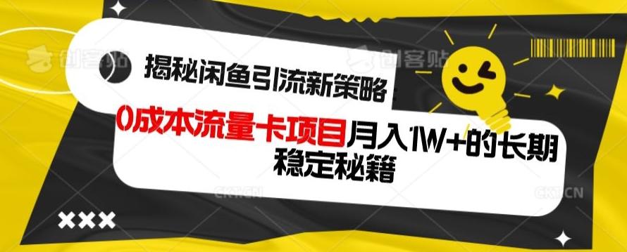 揭秘闲鱼引流新策略：0成本流量卡项目，月入1W+的长期稳定秘籍-豪讯资源网