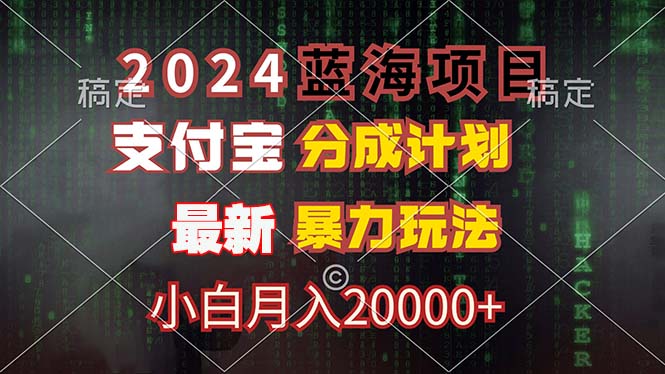 2024蓝海项目，支付宝分成计划，暴力玩法，刷爆播放量，小白月入20000+-豪讯资源网