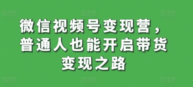 微信视频号变现营，普通人也能开启带货变现之路-豪讯资源网
