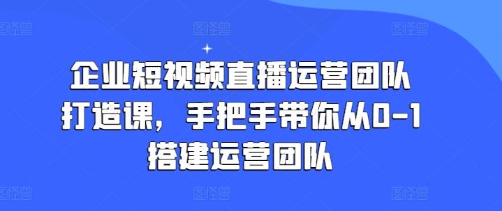 企业短视频直播运营团队打造课，手把手带你从0-1搭建运营团队-豪讯资源网