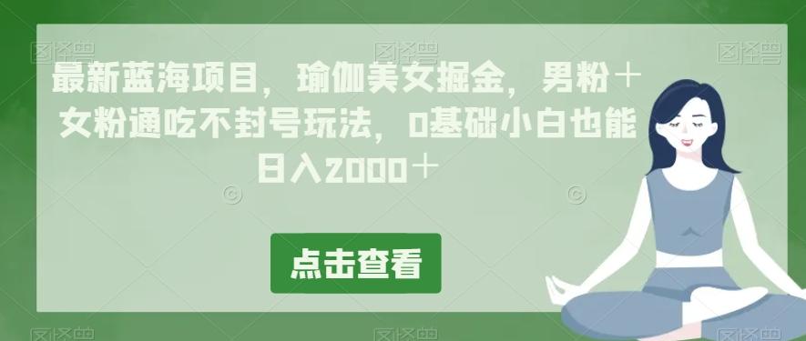 最新蓝海项目，瑜伽美女掘金，男粉＋女粉通吃不封号玩法，0基础小白也能日入2000＋-豪讯资源网