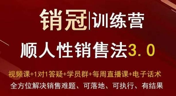 爆款！销冠训练营3.0之顺人性销售法，全方位解决销售难题、可落地、可执行、有结果-豪讯资源网