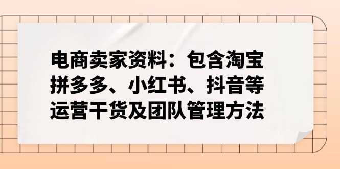 电商卖家资料：包含淘宝、拼多多、小红书、抖音等运营干货及团队管理方法-豪讯资源网