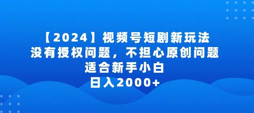 2024视频号短剧玩法，没有授权问题，不担心原创问题，适合新手小白，日入2000+【揭秘】-豪讯资源网