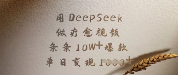 用DeepSeek做疗愈视频，条条10W+爆款，单日变现多张-豪讯资源网