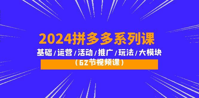 (10019期)2024拼多多系列课：基础/运营/活动/推广/玩法/大模块(62节视频课)-豪讯资源网
