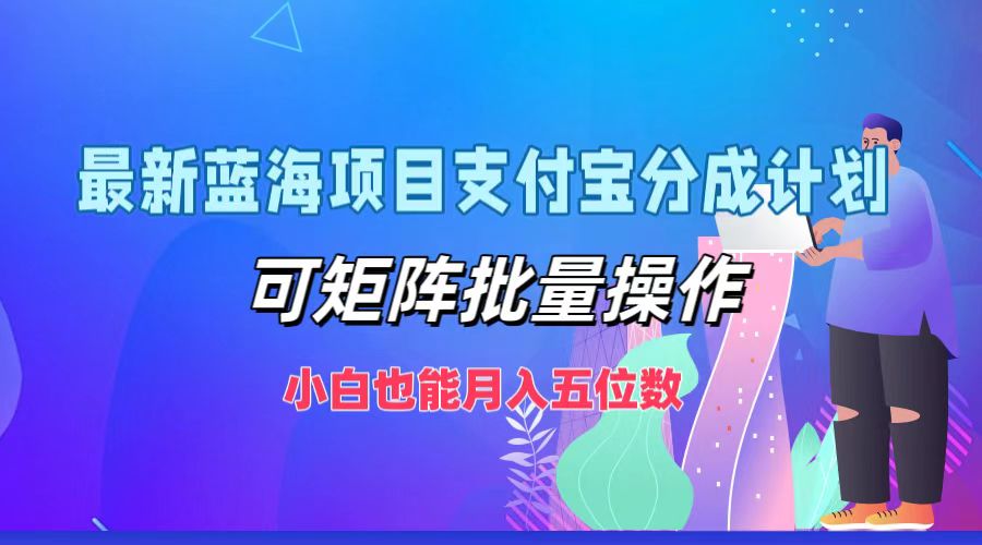 最新蓝海项目支付宝分成计划，可矩阵批量操作，小白也能月入五位数-豪讯资源网