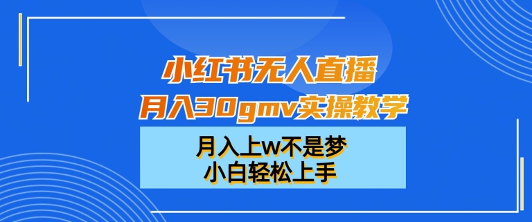 小红书无人直播月入30gmv实操教学，月入上w不是梦，小白轻松上手【揭秘】-豪讯资源网