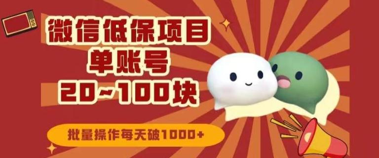 微信领低保单账号20元-100元，批量操作每天破1000+-豪讯资源网