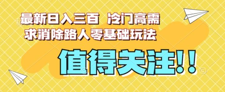 最新日入三百，冷门高需求消除路人零基础玩法【揭秘】-豪讯资源网