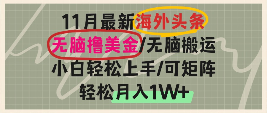海外头条，无脑搬运撸美金，小白轻松上手，可矩阵操作，轻松月入1W+-豪讯资源网