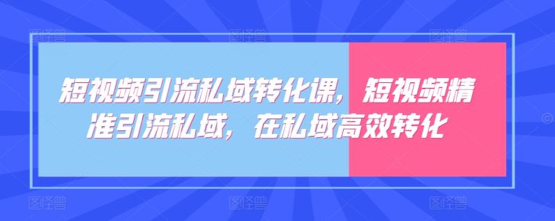 短视频引流私域转化课，短视频精准引流私域，在私域高效转化-豪讯资源网