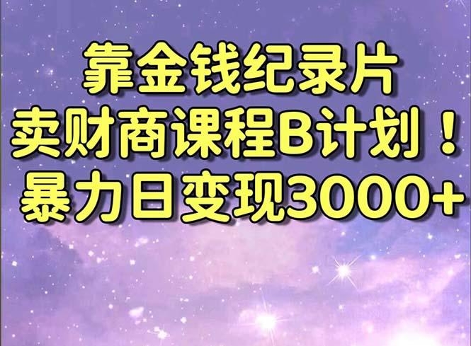 靠金钱纪录片卖财商课程B计划！暴力日变现3000+，喂饭式干货教程！-豪讯资源网