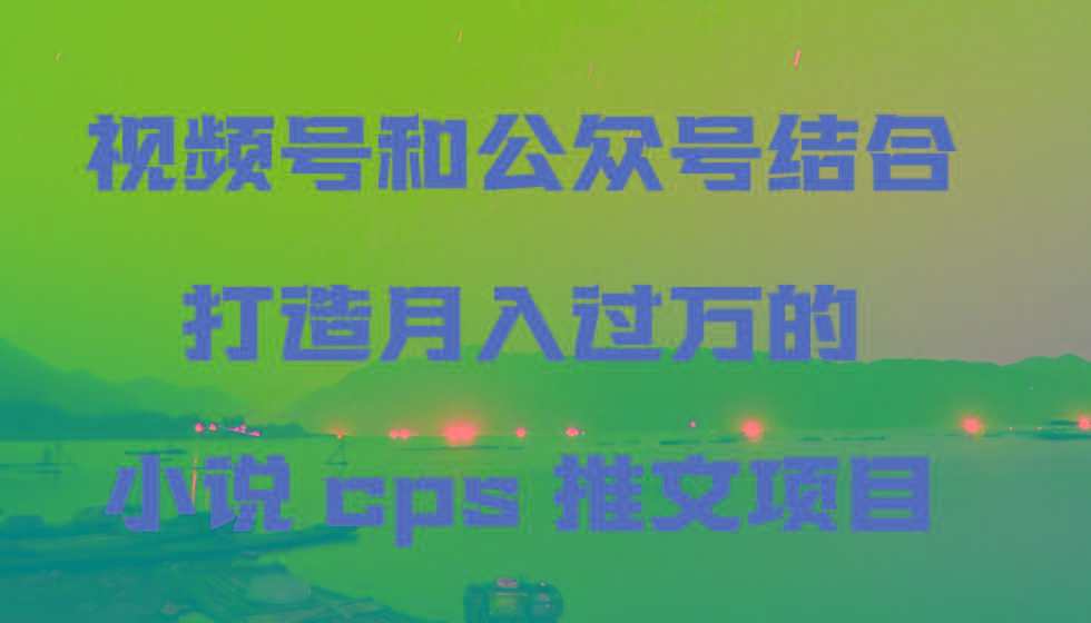 视频号和公众号结合打造月入过万的小说cps推文项目-豪讯资源网