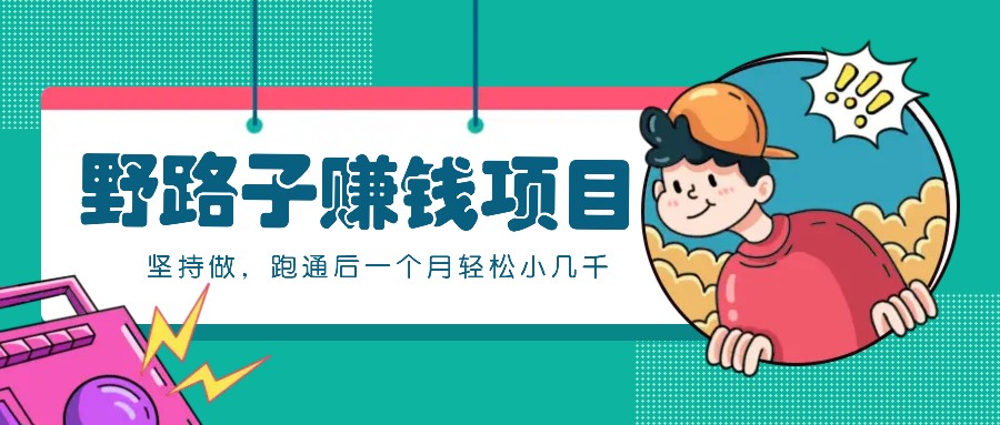 一个人就能操作的野路子赚钱项目，零成本零门槛坚持做，跑通后一个月小几千！-豪讯资源网