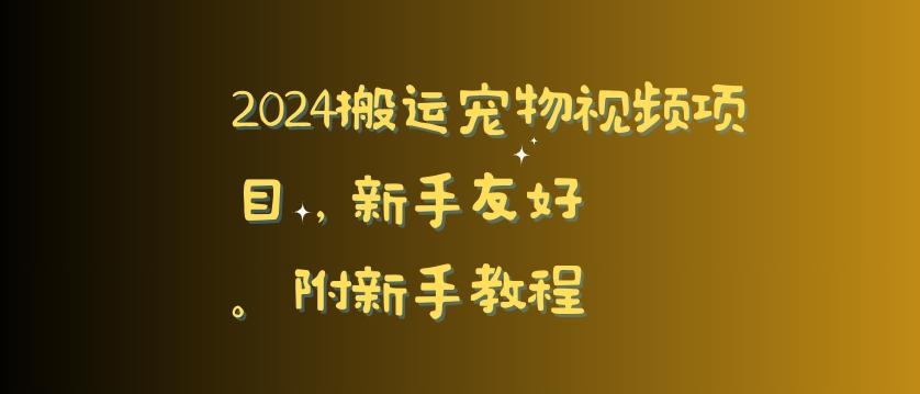 2024搬运宠物视频项目，新手友好，完美去重，附新手教程【揭秘】-豪讯资源网