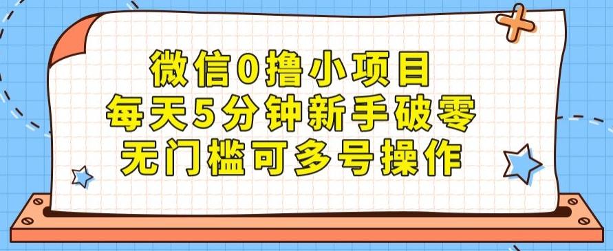 微信0撸小项目，每天5分钟新手破零，无门槛可多号操作-豪讯资源网