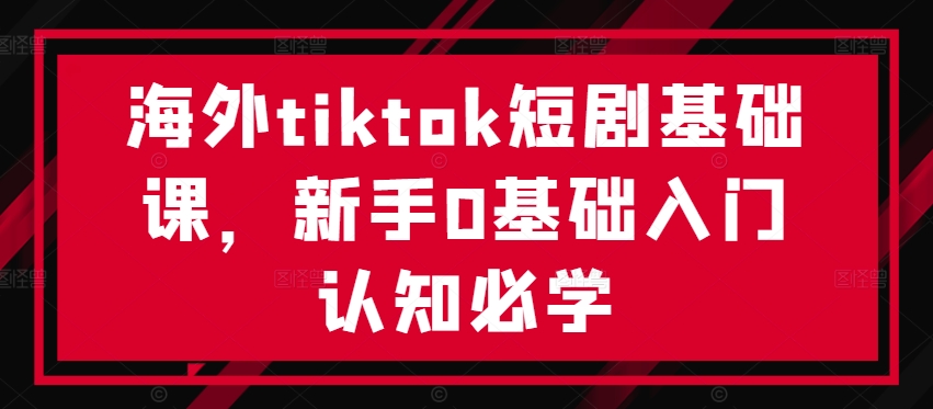 海外tiktok短剧基础课，新手0基础入门认知必学-豪讯资源网