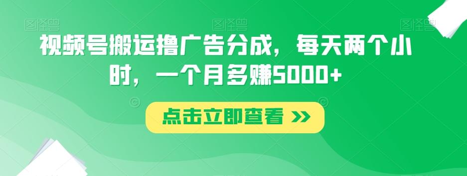 视频号搬运撸广告分成，每天两个小时，一个月多赚5000+-豪讯资源网