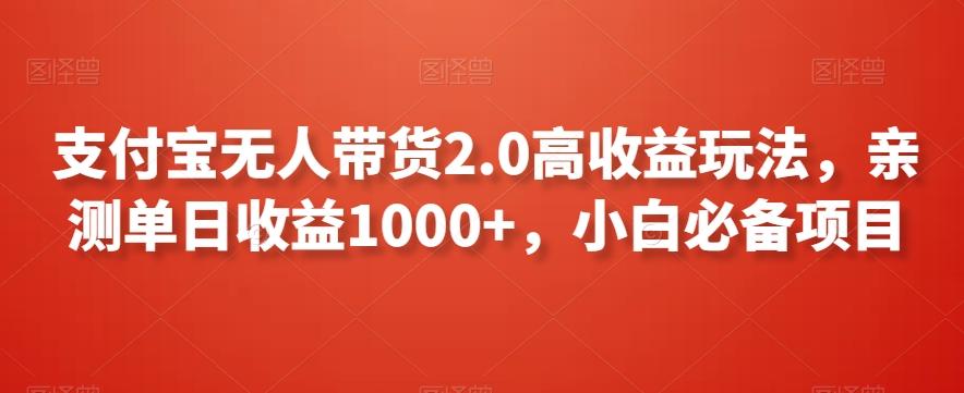 支付宝无人带货2.0高收益玩法，亲测单日收益1000+，小白必备项目【揭秘】-豪讯资源网
