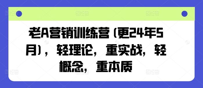 老A营销训练营(更24年6月)，轻理论，重实战，轻概念，重本质-豪讯资源网