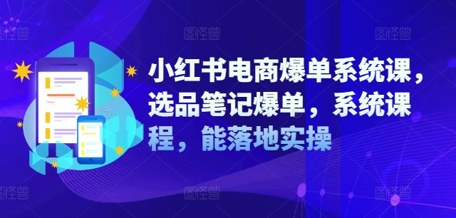 小红书电商爆单系统课，选品笔记爆单，系统课程，能落地实操-豪讯资源网