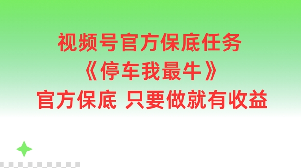 视频号官方保底任务，停车我最牛，官方保底只要做就有收益【揭秘】-豪讯资源网