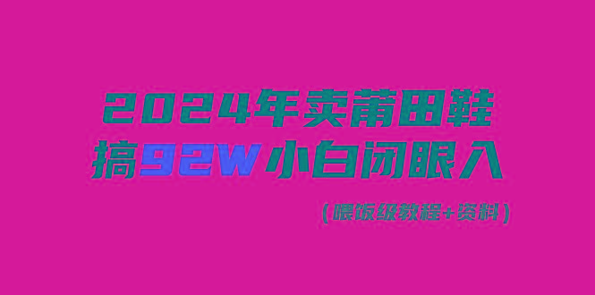 (9329期)2024年卖莆田鞋，搞了92W，小白闭眼操作！-豪讯资源网