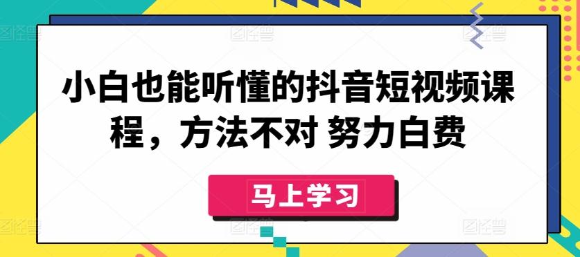 小白也能听懂的抖音短视频课程，方法不对 努力白费-豪讯资源网