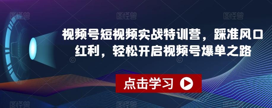 视频号短视频实战特训营，踩准风口红利，轻松开启视频号爆单之路-豪讯资源网