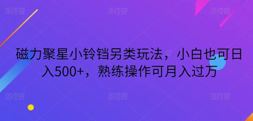 磁力聚星小铃铛另类玩法，小白也可日入500+，熟练操作可月入过万-豪讯资源网