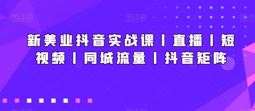 新美业抖音实战课丨直播丨短视频丨同城流量丨抖音矩阵-豪讯资源网