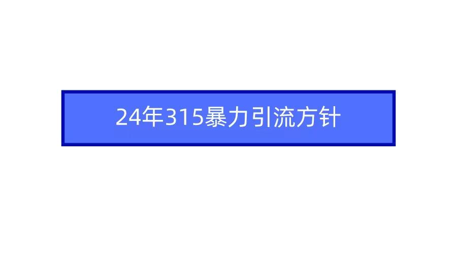 (9398期)2024年315暴力引流方针-豪讯资源网