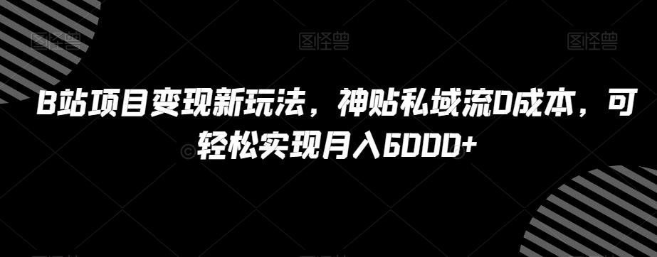 B站项目变现新玩法，神贴私域流0成本，可轻松实现月入6000+【揭秘】-豪讯资源网