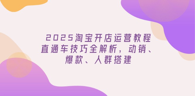 2025淘宝开店运营教程更新，直通车技巧全解析，动销、爆款、人群搭建-豪讯资源网
