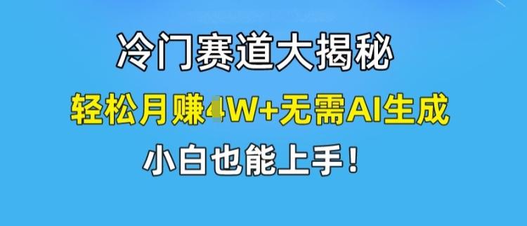 冷门赛道大揭秘，轻松月赚1W+无需AI生成，小白也能上手【揭秘】-豪讯资源网