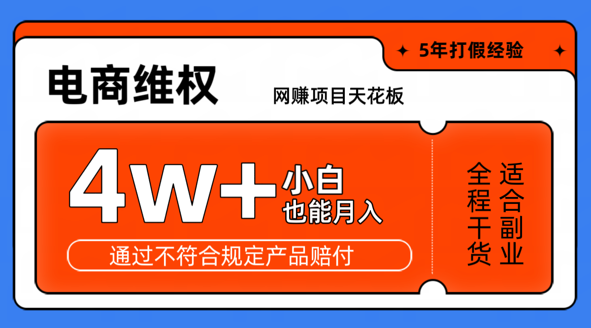 网赚项目天花板电商购物维权月收入稳定4w+独家玩法小白也能上手-豪讯资源网