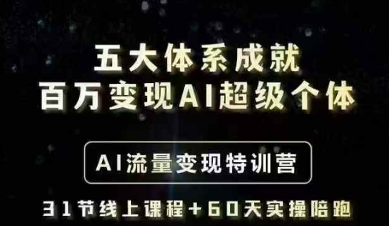 五大体系成就百万变现AI超级个体- AI流量变现特训营，一步一步教你一个人怎么年入百W-豪讯资源网
