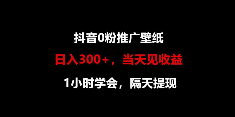 日入300+，抖音0粉推广壁纸，1小时学会，当天见收益，隔天提现-豪讯资源网